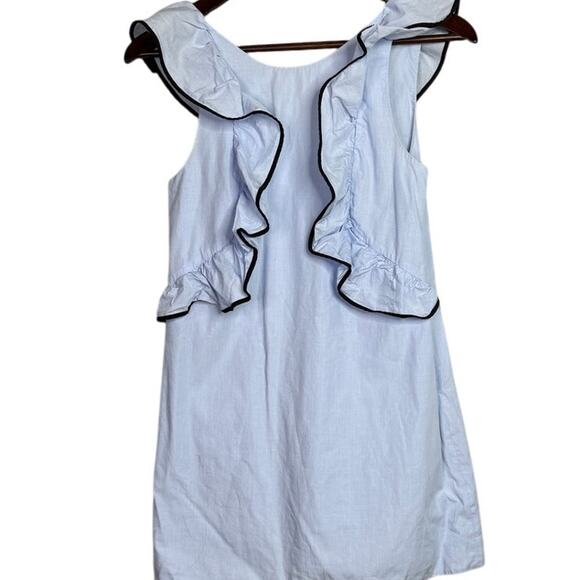 Zara Trafaluc Sleeveless Ruffle Cotton Mini Dress Side Zip Up XS Light Blue - Picture 15 of 15
